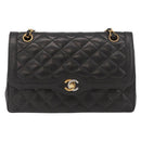 CHANEL Matelasse Bag Lamb Skin Paris limited model Black CC Auth 167175SM-13