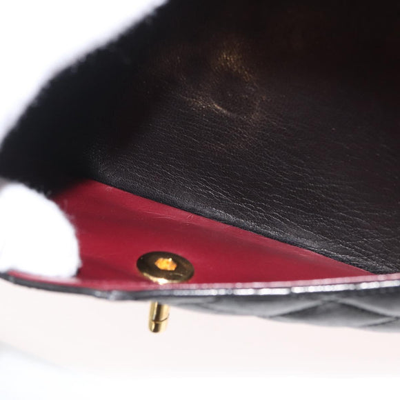 CHANEL Matelasse Bag Lamb Skin Paris limited model Black CC Auth 167175SM