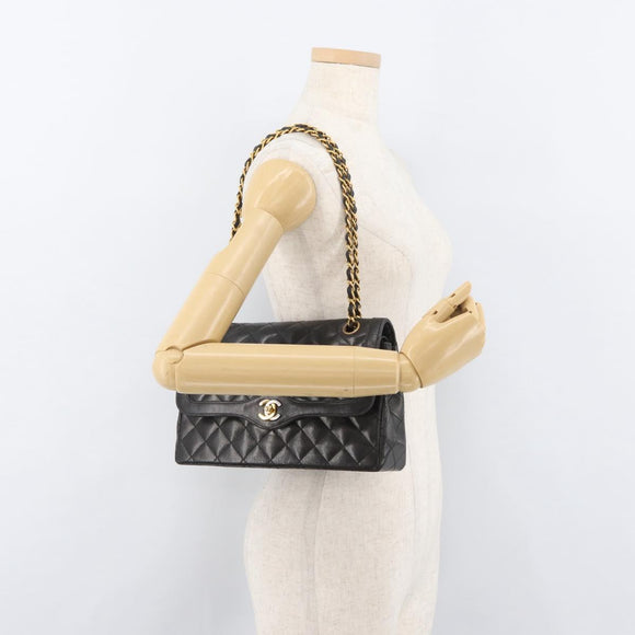 CHANEL Matelasse Bag Lamb Skin Paris limited model Black CC Auth 167175SM