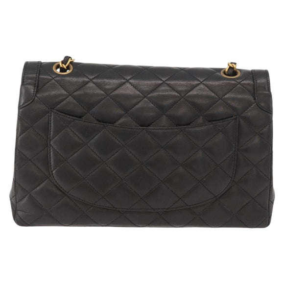 CHANEL Matelasse Bag Lamb Skin Paris limited model Black CC Auth 167175SM