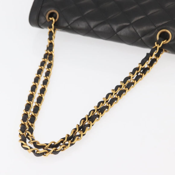 CHANEL Matelasse Bag Lamb Skin Paris limited model Black CC Auth 167175SM