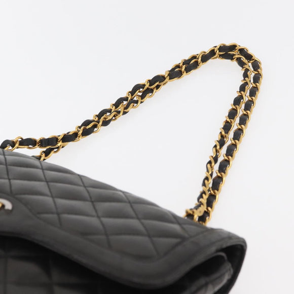 CHANEL Matelasse Bag Lamb Skin Paris limited model Black CC Auth 167175SM