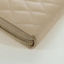 CHANEL Long Wallet Lamb Skin Beige Gold CC Auth 167178SAM-16