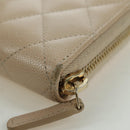 CHANEL Long Wallet Lamb Skin Beige Gold CC Auth 167178SAM-17