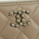 CHANEL Long Wallet Lamb Skin Beige Gold CC Auth 167178SAM-8