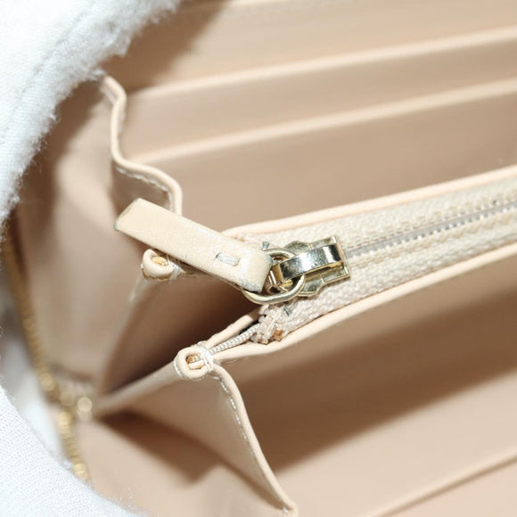 CHANEL Long Wallet Lamb Skin Beige Gold CC Auth 167178SAM