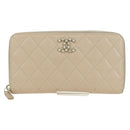 CHANEL Long Wallet Lamb Skin Beige Gold CC Auth 167178SAM-13