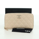 CHANEL Long Wallet Lamb Skin Beige Gold CC Auth 167178SAM-12