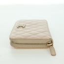 CHANEL Long Wallet Lamb Skin Beige Gold CC Auth 167178SAM-3