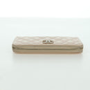 CHANEL Long Wallet Lamb Skin Beige Gold CC Auth 167178SAM-5