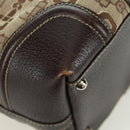 GUCCI Sherry Line Hand Bag Canvas Brown Gold 146002 Auth 167181V-16