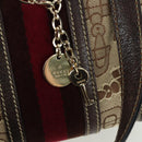 GUCCI Sherry Line Hand Bag Canvas Brown Gold 146002 Auth 167181V-18