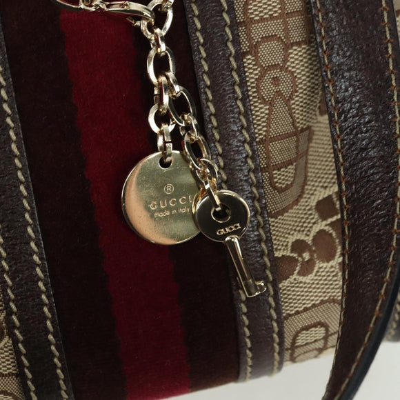 GUCCI Sherry Line Hand Bag Canvas Brown Gold 146002 Auth 167181V