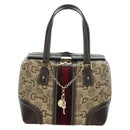 GUCCI Sherry Line Hand Bag Canvas Brown Gold 146002 Auth 167181V-13
