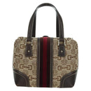 GUCCI Sherry Line Hand Bag Canvas Brown Gold 146002 Auth 167181V-2