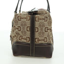 GUCCI Sherry Line Hand Bag Canvas Brown Gold 146002 Auth 167181V-3