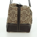 GUCCI Sherry Line Hand Bag Canvas Brown Gold 146002 Auth 167181V-4