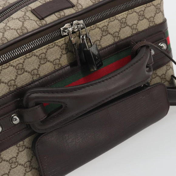 GUCCI GG Supreme Web Sherry Line Carry Case PVC Beige Silver 131170 Auth 167187A