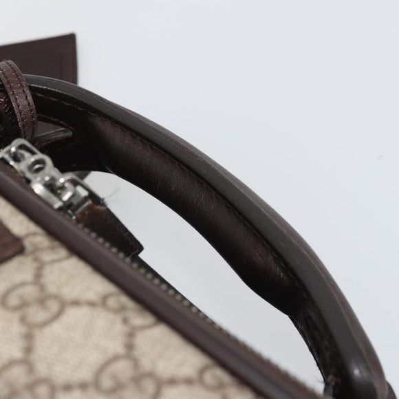 GUCCI GG Supreme Web Sherry Line Carry Case PVC Beige Silver 131170 Auth 167187A