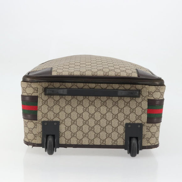 GUCCI GG Supreme Web Sherry Line Carry Case PVC Beige Silver 131170 Auth 167187A