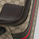 GUCCI GG Supreme Web Sherry Line Carry Case PVC Beige Silver 131170 Auth 167187A-16