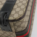 GUCCI GG Supreme Web Sherry Line Carry Case PVC Beige Silver 131170 Auth 167187A-18
