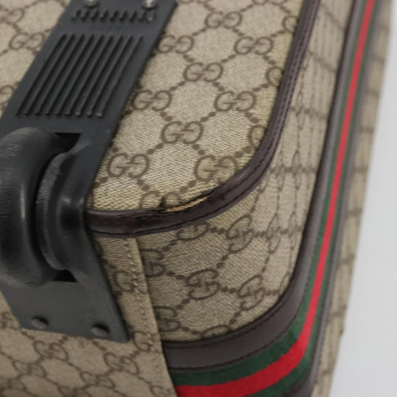 GUCCI GG Supreme Web Sherry Line Carry Case PVC Beige Silver 131170 Auth 167187A