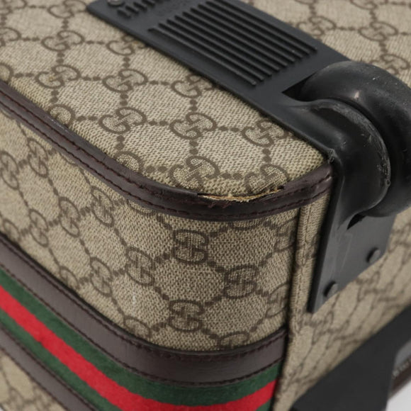 GUCCI GG Supreme Web Sherry Line Carry Case PVC Beige Silver 131170 Auth 167187A