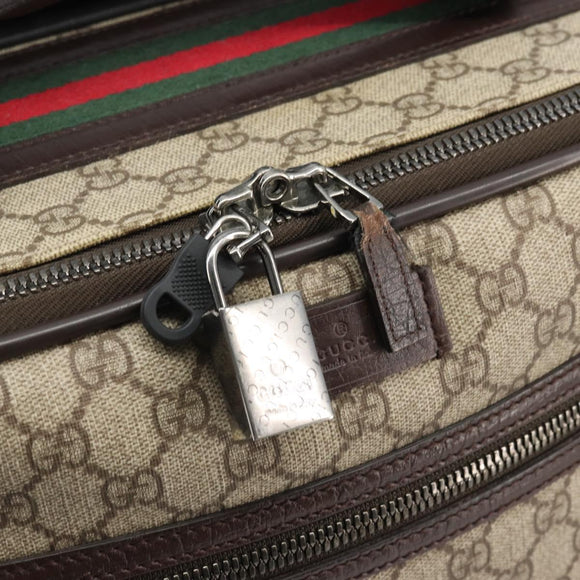 GUCCI GG Supreme Web Sherry Line Carry Case PVC Beige Silver 131170 Auth 167187A