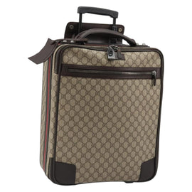 GUCCI GG Supreme Web Sherry Line Carry Case PVC Beige Silver 131170 Auth 167187A
