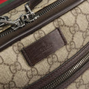 GUCCI GG Supreme Web Sherry Line Carry Case PVC Beige Silver 131170 Auth 167187A-22