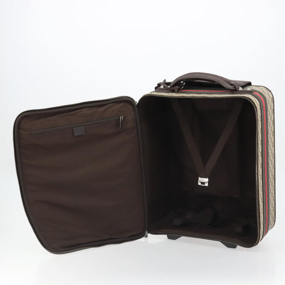 GUCCI GG Supreme Web Sherry Line Carry Case PVC Beige Silver 131170 Auth 167187A