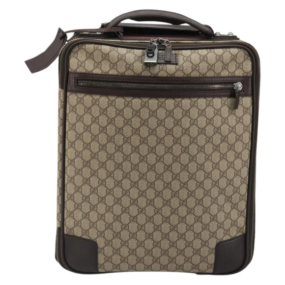 GUCCI GG Supreme Web Sherry Line Carry Case PVC Beige Silver 131170 Auth 167187A