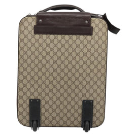 GUCCI GG Supreme Web Sherry Line Carry Case PVC Beige Silver 131170 Auth 167187A - 0