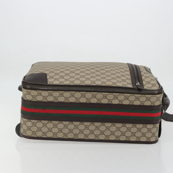GUCCI GG Supreme Web Sherry Line Carry Case PVC Beige Silver 131170 Auth 167187A