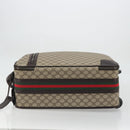 GUCCI GG Supreme Web Sherry Line Carry Case PVC Beige Silver 131170 Auth 167187A-4