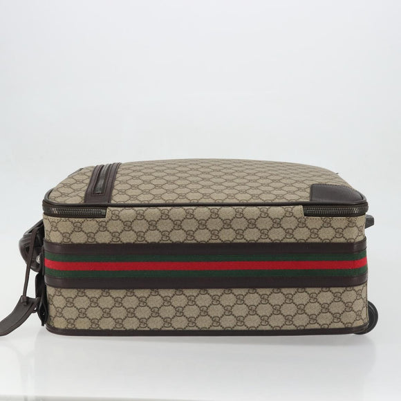 GUCCI GG Supreme Web Sherry Line Carry Case PVC Beige Silver 131170 Auth 167187A