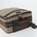 GUCCI GG Supreme Web Sherry Line Carry Case PVC Beige Silver 131170 Auth 167187A-6