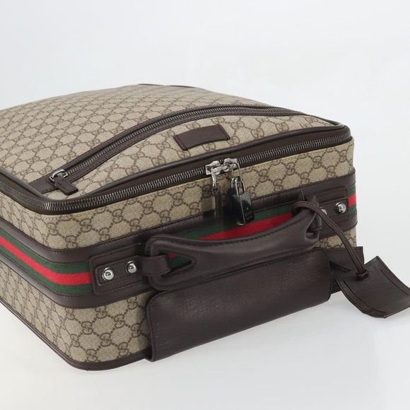 GUCCI GG Supreme Web Sherry Line Carry Case PVC Beige Silver 131170 Auth 167187A