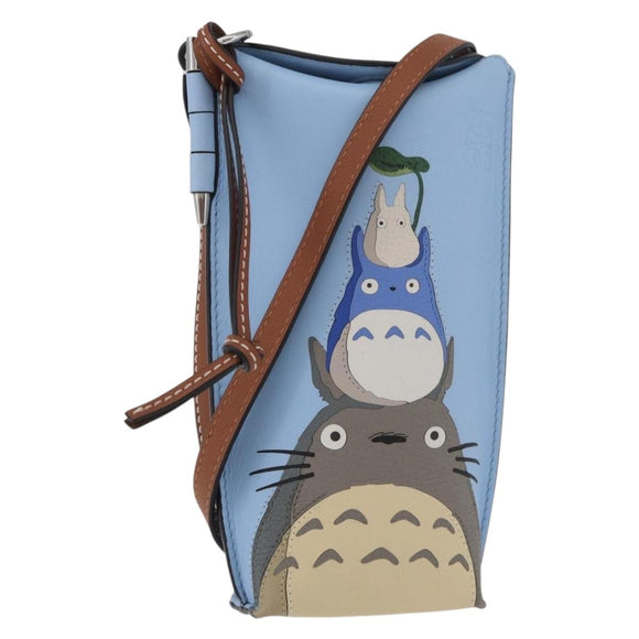 LOEWE LOEWE × Studio Ghibli My Neighbor Totoro Pouch Leather Blue Auth 167190SM
