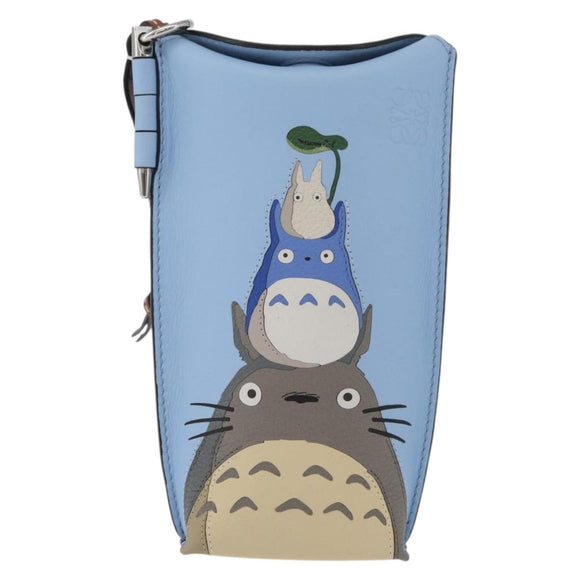 LOEWE LOEWE × Studio Ghibli My Neighbor Totoro Pouch Leather Blue Auth 167190SM