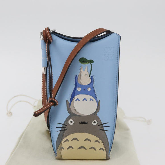 LOEWE LOEWE × Studio Ghibli My Neighbor Totoro Pouch Leather Blue Auth 167190SM