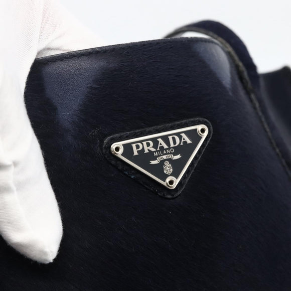 PRADA Tote Bag Harako leather Navy Auth 167194