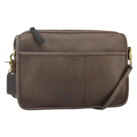Coach Shoulder Bag Leather Brown Gold Auth 167197