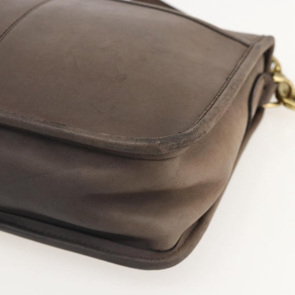 Coach Shoulder Bag Leather Brown Gold Auth 167197