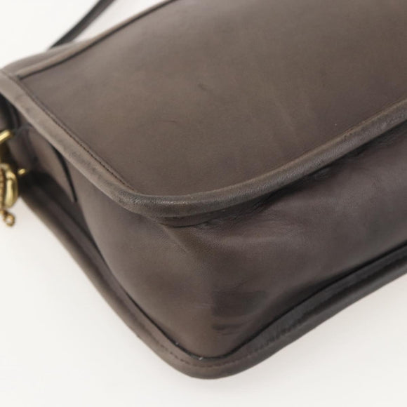 Coach Shoulder Bag Leather Brown Gold Auth 167197