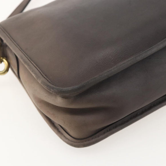 Coach Shoulder Bag Leather Brown Gold Auth 167197