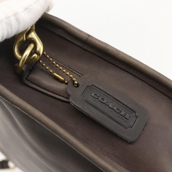 Coach Shoulder Bag Leather Brown Gold Auth 167197