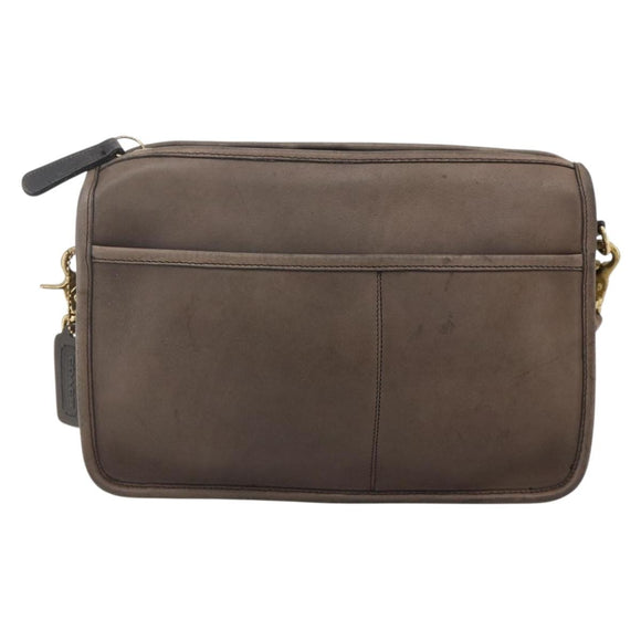 Coach Shoulder Bag Leather Brown Gold Auth 167197