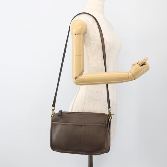 Coach Shoulder Bag Leather Brown Gold Auth 167197